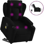 vidaXL Fauteuil de massage électrique avec releveur Noir Tissu