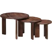 vidaXL Ensemble de 3 tables basses gigognes, bois massif de manguier, brun foncé