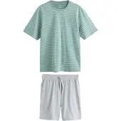 Next Pyjama court gris clair / vert / blanc