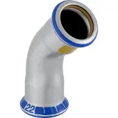 Geberit GE Mapress, acier inoxydable, coude, gaz, 45 Gr., d54mm, 1 pièce.
