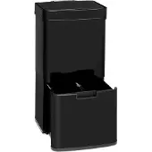 Klarstein Touchless - Black Stainless Steel, poubelle à capteur, 72 L de volume dans 4 récipients : 43 & 2 x 12,5 L,seau avec couvercle : 4 litres, ouverture et fermeture automatique