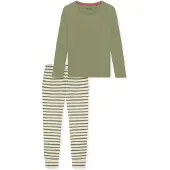 Schiesser Pyjama ' Casual Essentials ' kaki / blanc