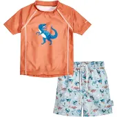Playshoes Protection UV 'Dino' bleu clair / bleu foncé / homard / blanc