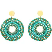 IZIA Boucles d'oreilles aqua / jaune / or / jade