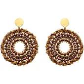 Usha Boucles d'oreilles brun foncé / or