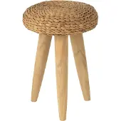 J-Line Tabouret Rond Teck/Jacinthe d'eau Naturel