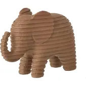J-Line Éléphant rayé en polyrésine marron grand format