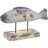 J-Line Poisson sur pied Antique Extérieur Magnésium Bleu/Blanc