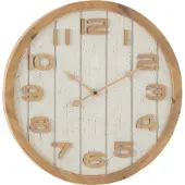 J-Line Horloge murale bois/mdf blanc/naturel Small