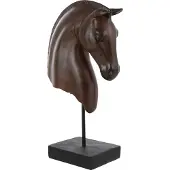 J-Line Cheval Tête Vers Le Bas Polyresin Marron Foncé