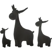 J-Line Set de 3 Cerfs Velours Résine Noir
