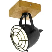 Eglo Spot Gatebeck 1 lampe acier et bois noir