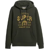 Superdry pour homme. M2014366A Sweat à capuche Work Shop vert (XXL), Casuel, Coton