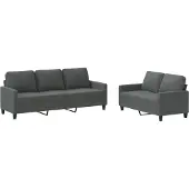 vidaXL Ensemble de canapés 2 pièces avec coussins Tissu gris foncé