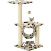 vidaXL Arbre à chat Sisal 65 cm Beige Impression pattes