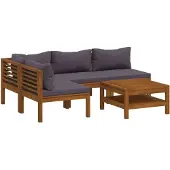 vidaXL Ensemble de salon de jardin 5 pièces avec revêtement en bois massif d'acacia