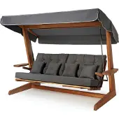 Westmann Balançoire hollywoodienne en bois d'iroko Luna 2600 Anthracite 139x260x195 cm