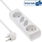 InLine Multiprise 4 ports 2x Type F allemand + 2x Euro avec sécurité enfant blanc 1,5 m