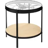 Atmosphera Table basse MECA avec horloge et étagère, Ø 49 cm, métal