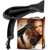 Emerio Sèche-cheveux – 2 vitesses – 3 niveaux de température – Air froid – Ionisation – Buse de coiffage + diffuseur – 2200 W – HD-122192