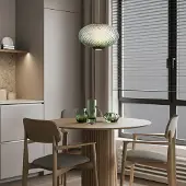 Lyora Suspension Aora Verre vert ovale