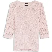 BOSS Pull en coton mélangé avec manches en maille ajourée