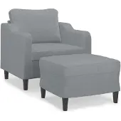 vidaXL Fauteuil avec pouf gris clair 60 cm Tissu