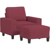 vidaXL Fauteuil avec pouf vin rouge 60 cm Tissu