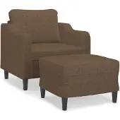 vidaXL Fauteuil avec pouf Marron 60 cm Tissu