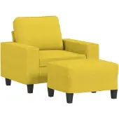 vidaXL Fauteuil avec pouf jaune clair 60 cm Tissu