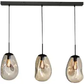 Masterlight Lampe à suspension en verre Lava 3x verre doré Ø 22,5cm