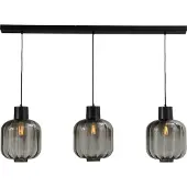 Masterlight Lampe de salle à manger Lett lll 28 3 lumières noir avec verre fumé