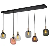 Masterlight Lampe suspendue 6 lumières - dorée - Porto avec des lunettes différentes