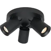 Artdelight Plafonnier rond Megano 3 lumières noir