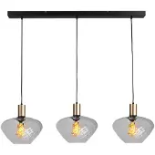 Masterlight Lampe suspendue 3 lumières - dorée - Porto avec des verres à fumée Blossom