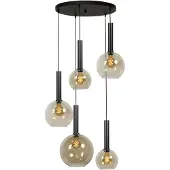 Masterlight Lampe suspendue noire Bella 5 lumières avec ampoules en verre