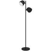 Eglo Lampadaire Upanema, lampe de salon, lampadaire en acier noir, verre gravé blanc, douille E27