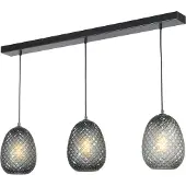 Masterlight Lampe suspendue noire Pineapple 3 lumières avec verre fumé