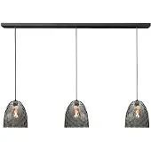 Highlight Suspension 3 lumières Fantasy noir avec verre brun droit