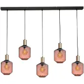 Masterlight Lampe suspendue 5 lumières - dorée - Porto avec lunettes rouges Jagger - Ø 24cm