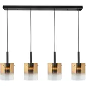 Highlight Suspension 4 lumières Salerno noir avec verre doré