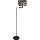 Mexlite - lampadaire - Bella - noir - bambou métal - Ø 45cm - E27 - 3884ZW