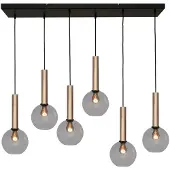 Masterlight Lampe suspendue 6 lumières Bella 2 avec verre fumé