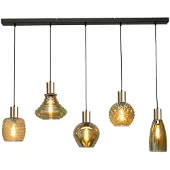 Masterlight Lampe à suspension noire et dorée Bounty Curiosa 5 lumières