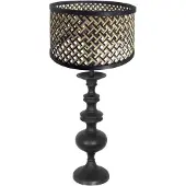 Steinhauer Lampe de table Lyons noir avec abat-jour en bambou