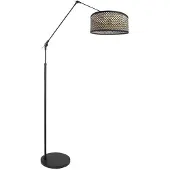Steinhauer Lampadaire orientable Prestige Chic noir avec abat-jour en bambou