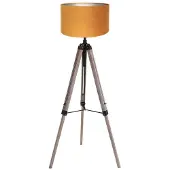 Mexlite - lampadaire - Triek - noir - bois velours tissu - Ø 75cm - E27 - 4103ZW