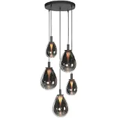 Mexlite Suspension - noir - Glimsy - verre métal - Ø 40cm - LED - 4198ZW -