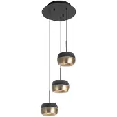 Highlight Suspension 3 lumières Nova Design noir avec or