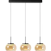 Lyora Suspension 3 lumières Bounto verre ambré droit noir
